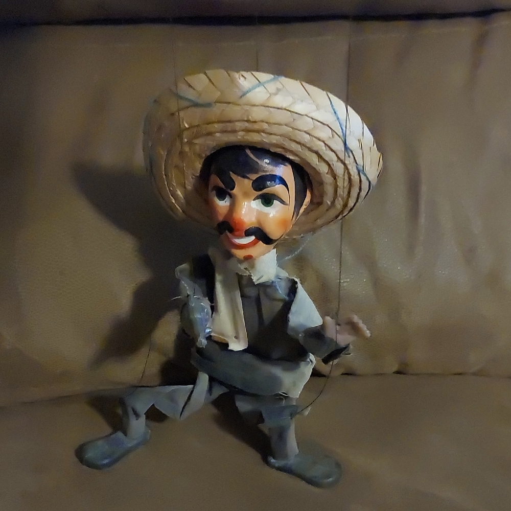 Charming Artisan Marionette with Straw Hat